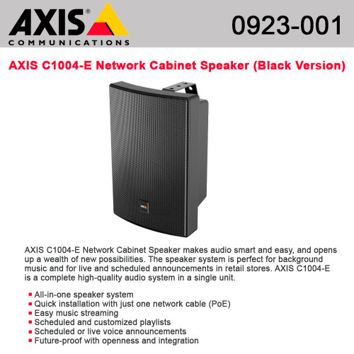 AXIS C1004-E Network Cabinet Speaker system connected with a single network cable (Black) - 0923-001