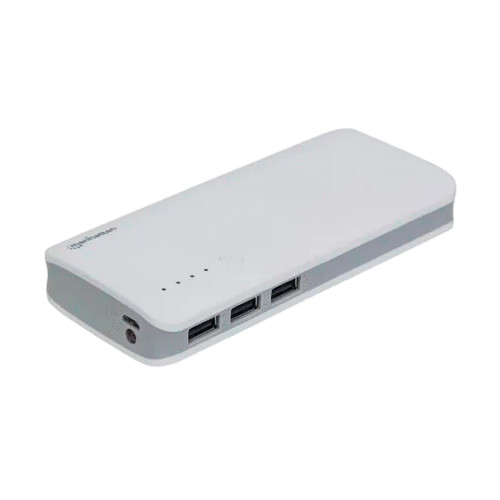 Manhattan 180252 10,000 mAh Power Bank with 3 USB-A Outputs and LED Flashlight