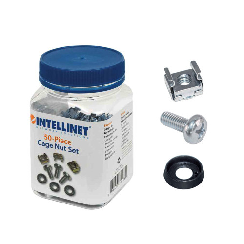 Intellinet 711081 Cage Nut Set with screws and plastic washers (50 each)