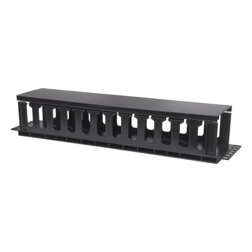 Intellinet 714686 19' Rackmount Cable Management Panel 2U with Cover - Black