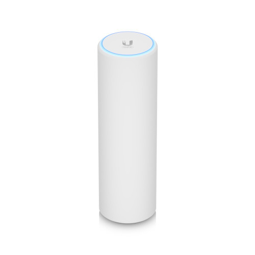 Front view of Ubiquiti U6-Mesh-US  with a white polycarbonate enclosurea and a subtle LED indicator