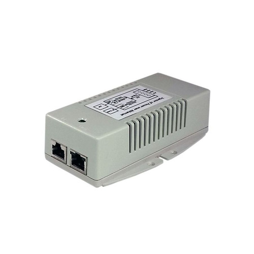 Tycon 10-15VDC IN. Two 802.3af/at output ports with Gigabit data passthru. Powers two PoE devices from a single 12VDC voltage source.