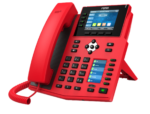 Fanvil X5U-R Enterprise IP Phone with 16 SIP Lines, Dual Displays, Gigabit PoE & Bluetooth (Red Version)