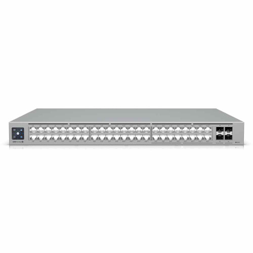 Front view of Ubiquiti USW-Pro-Max-48-POE with 48 Gigabit Ethernet ports