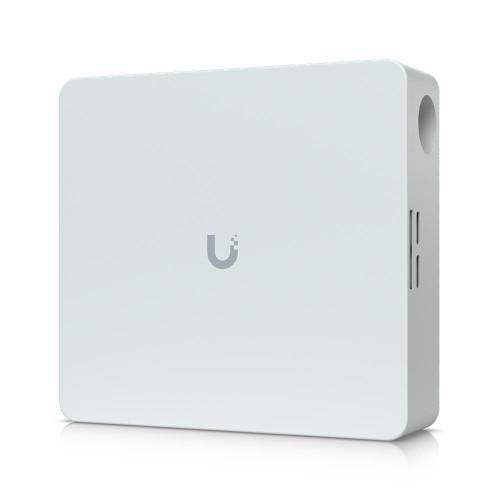 Front view of Ubiquiti EAH-8-US highlighting its robust SGCC steel housing with a polycarbonate cover