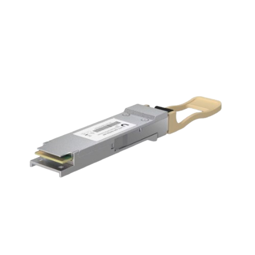 Angled front view of UbiquitiUACC-OM-QSFP28-SR4 with duplex LC UPC connector