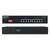 Comtrend GS-7508 front and rear view showing 8 Gigabit PoE RJ45 ports, DIP switch panel, LED indicators, and AC power input
