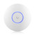 Front view of Ubiquiti U6-LR-US featuring a sleek white enclosure with a centrally located LED ring indicator