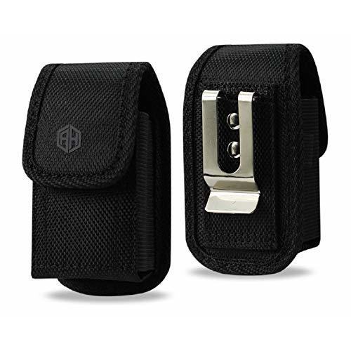 Medium Black Premium Military Grade Canvas Belt pouch for Most small flip phones