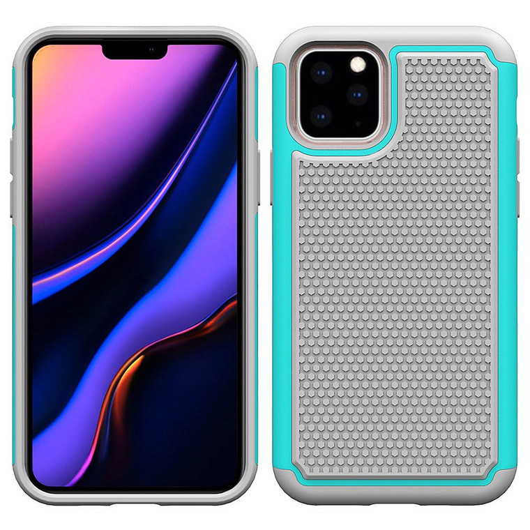 For Apple iPhone 11 Pro MAX (XI6.5) Rugged Tough Shockproof Hybrid Case Cover - Teal PC+Gray TPU