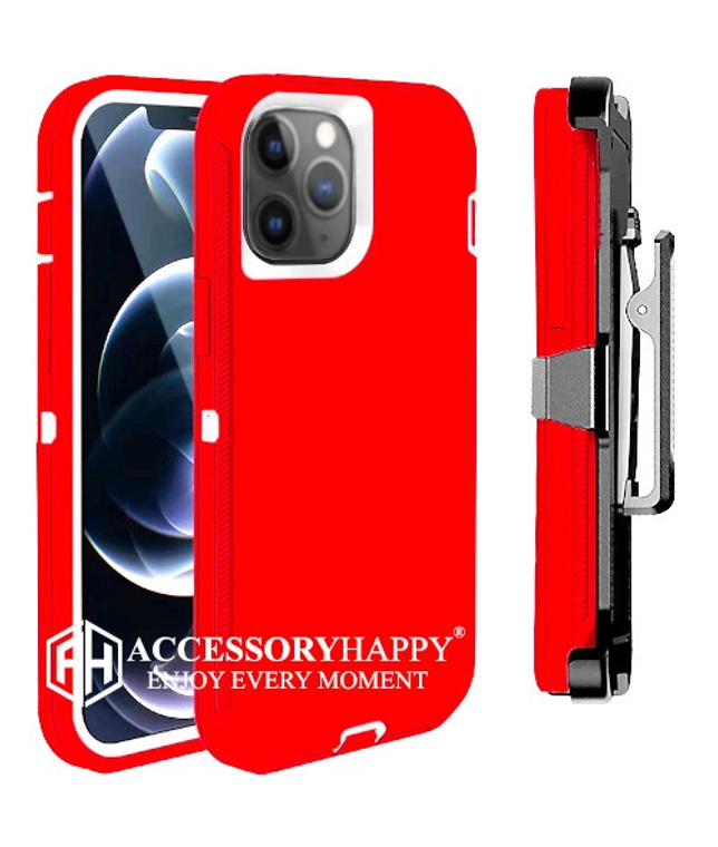 Armor Rugged Defender Case for iPhone 11 (6.1") Protective Case with Belt Clip Holster, Heavy Duty-RED