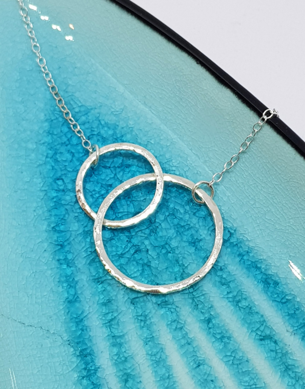 Interlocking Circle Pendant Necklace Sterling Silver Rhodium Mother Sister  Gift | eBay
