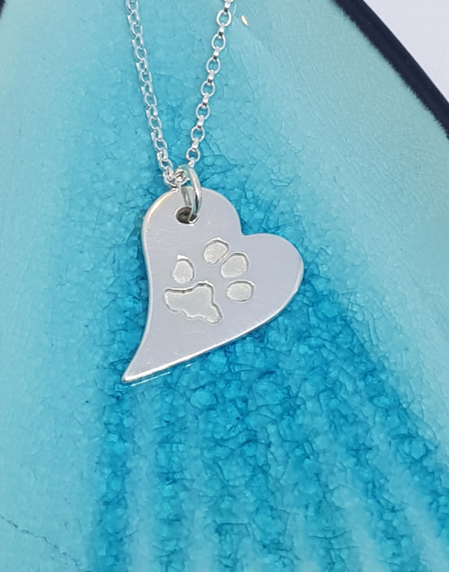 Memorial Pet Ashes Heart Pawprint Necklace | Memorial Jewellery - Hold upon  Heart