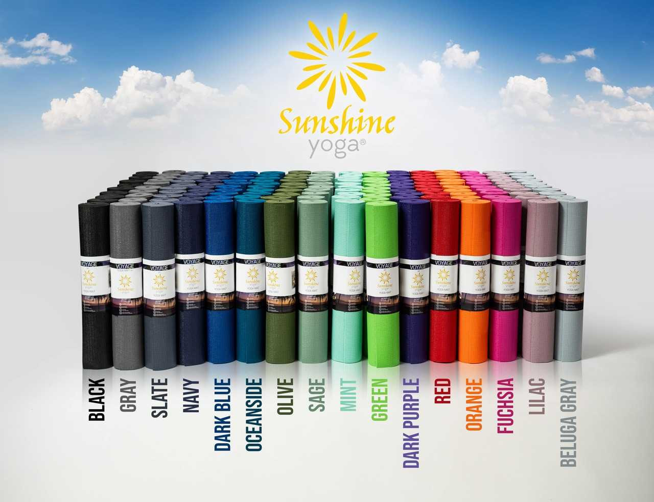  Sunshine Yoga 10-Pack Explore Yoga Mat, 68 x 24