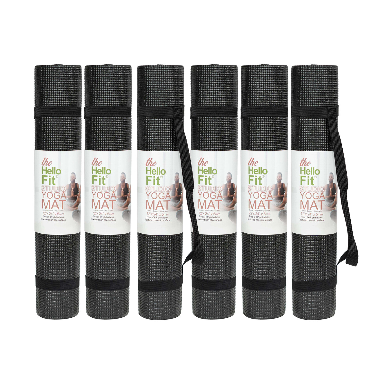 Hello Fit Studio Thick Yoga Mat With Carrying Strap - 6 Pack