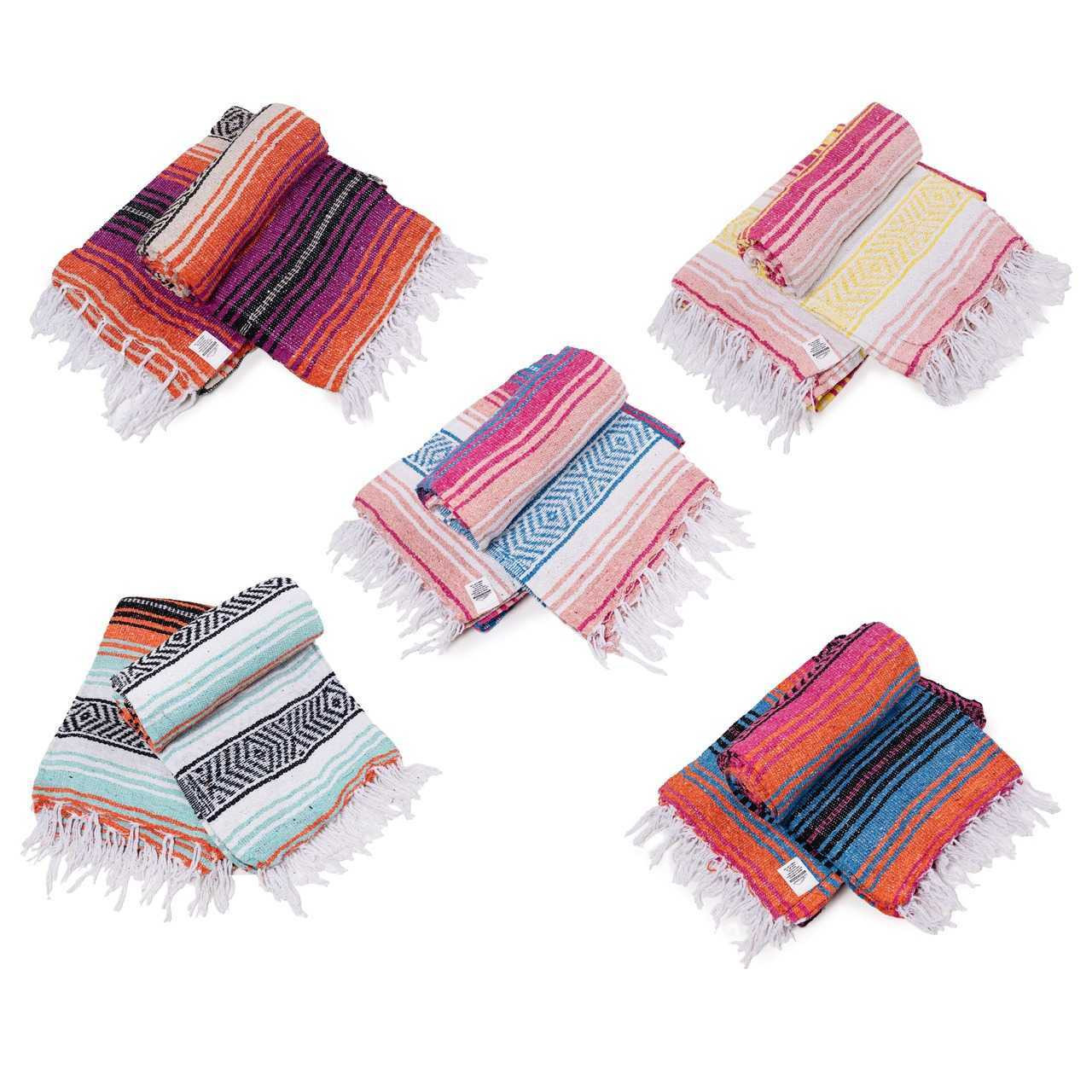 Classic Mexican Blankets by La Montana - 4 Pack