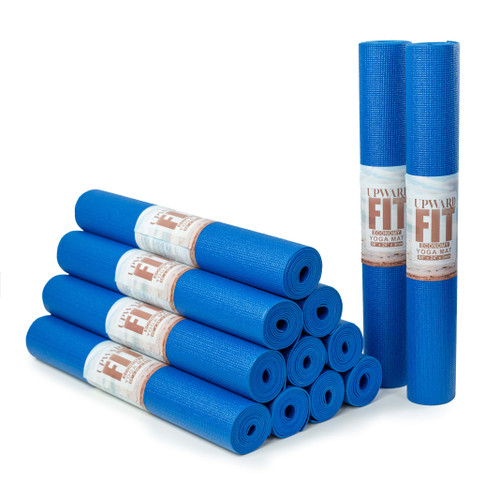 Hello Fit Yoga Mats, Bulk 10 Pack, Affordable Exercise Gym Mats