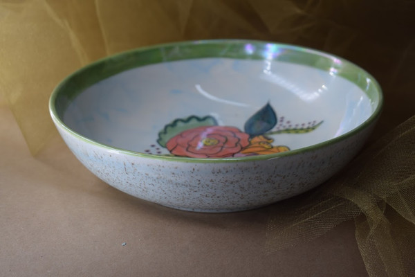 (SB09-JF) 9" Shallow Bowl- Jenna Floral