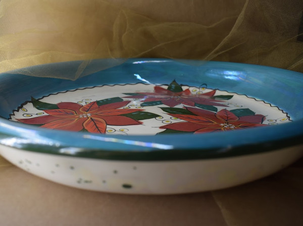 (LB75-PTC) 15" Paella Bowl- Poinsettia