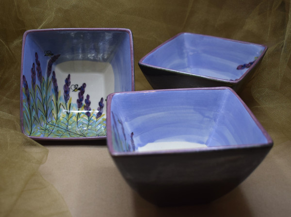 (PCB08-LM) 8" Pointed Corner Bowl-Lavender Moon