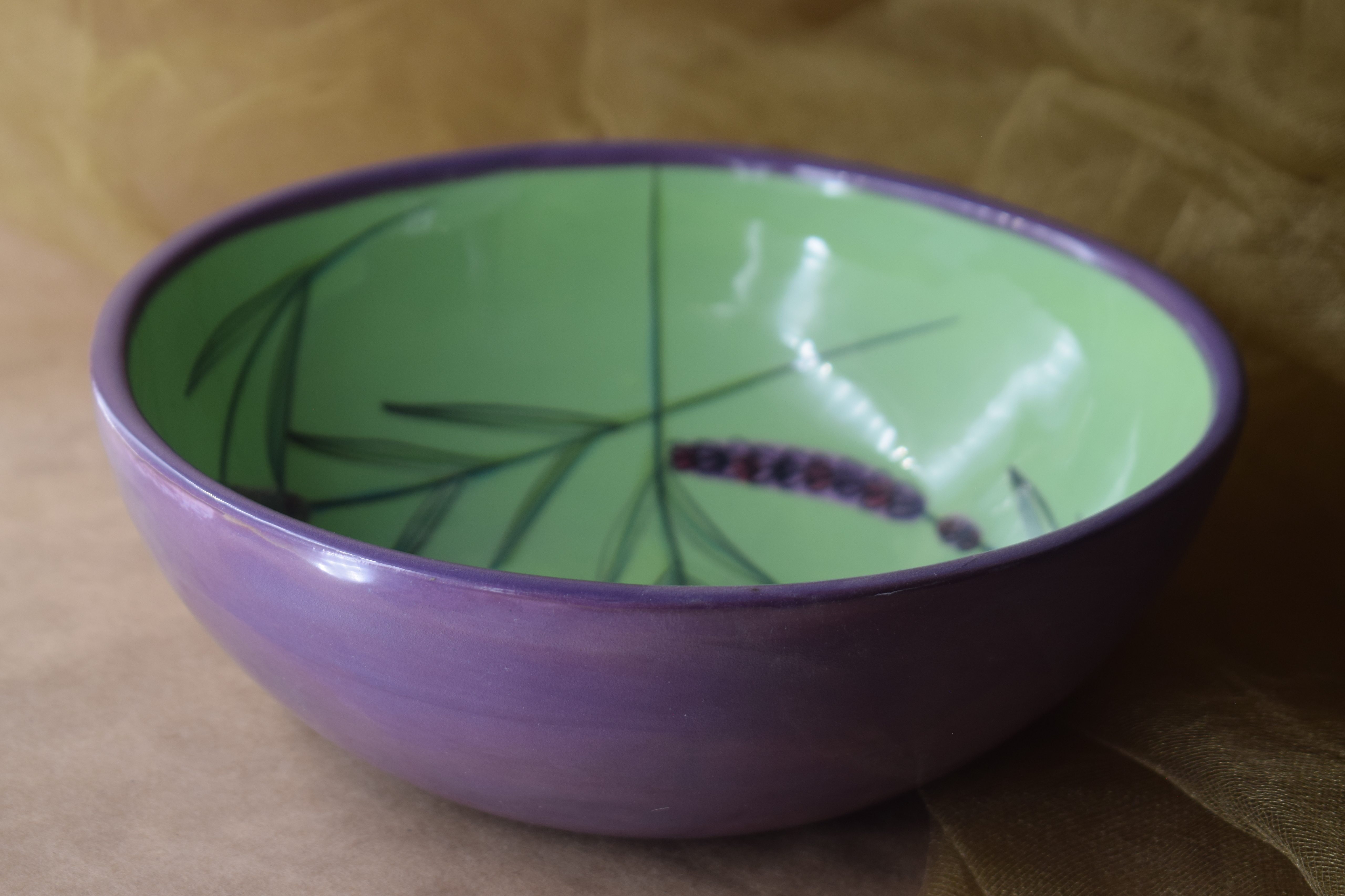 (MB22-GL) 8" Shallow Bowl- Green Lavender