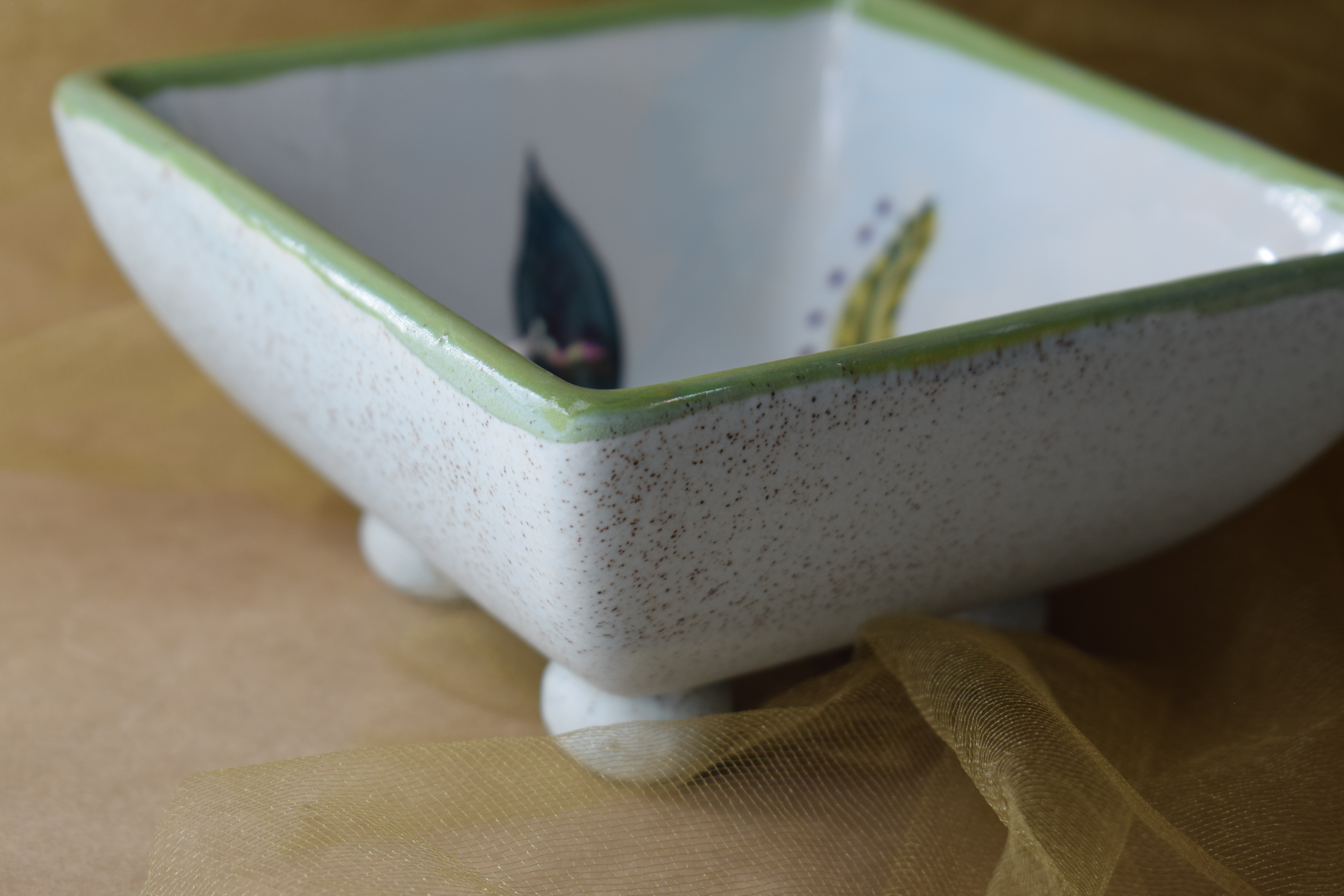 (FFSB05-JF) 5" Square Footed Bowl- Jenna Floral