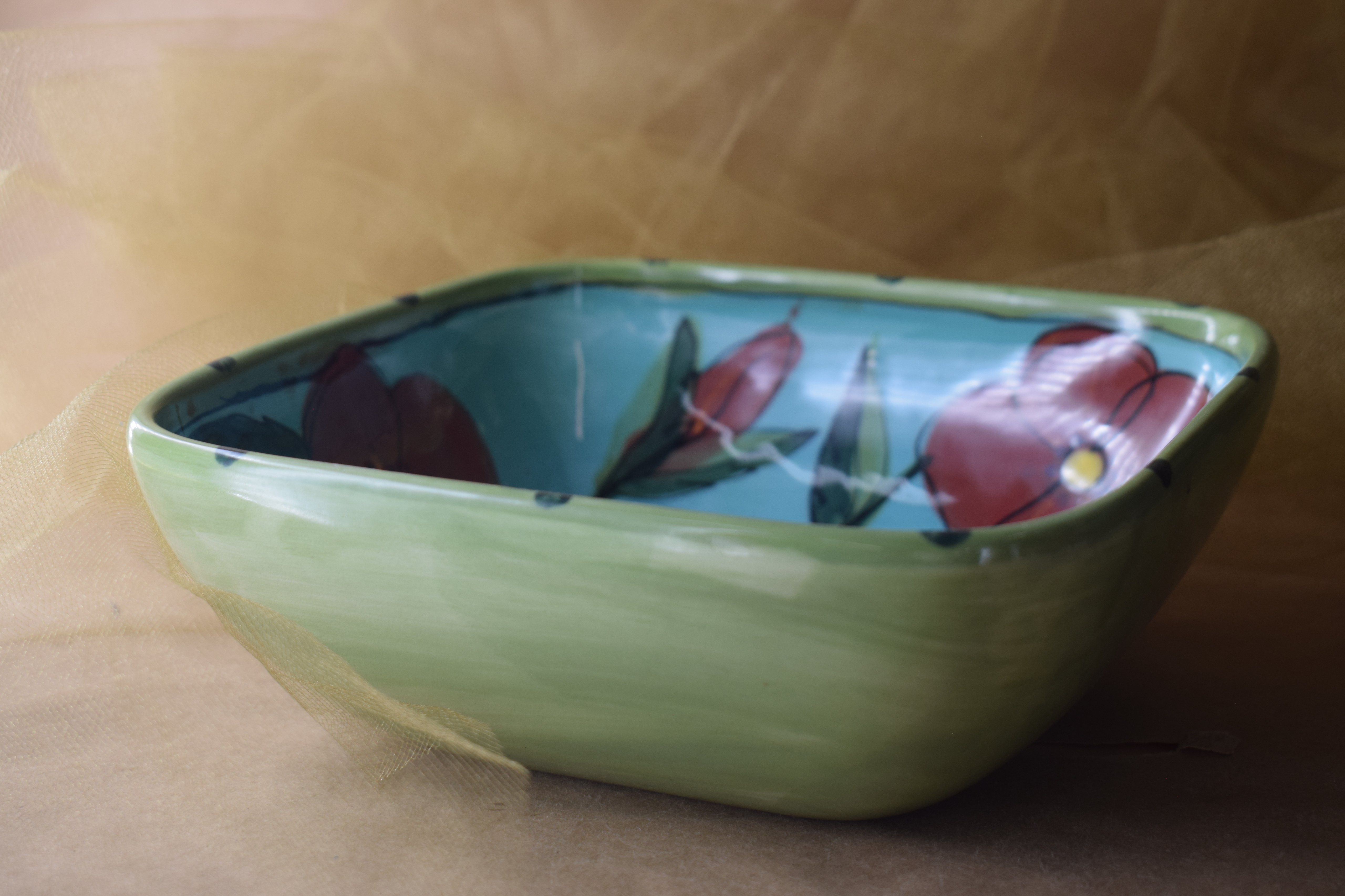 (SB07-CR) 7" Square Bowl- Chile Rojo