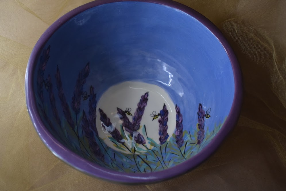(MB25-LM) 9" Footed Bowl- Lavender Moon