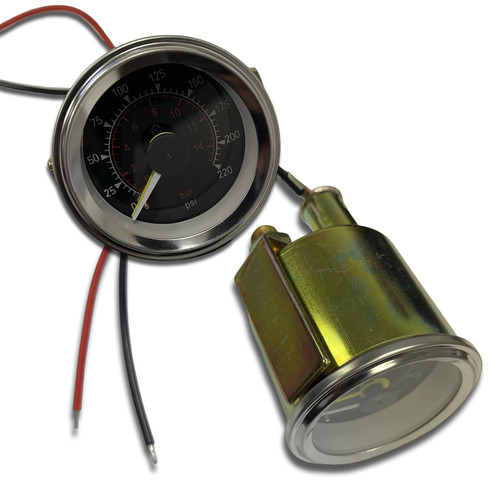 Air Bag Suspension Air Pressure Gauge Dual Needle 220 PSI - Black