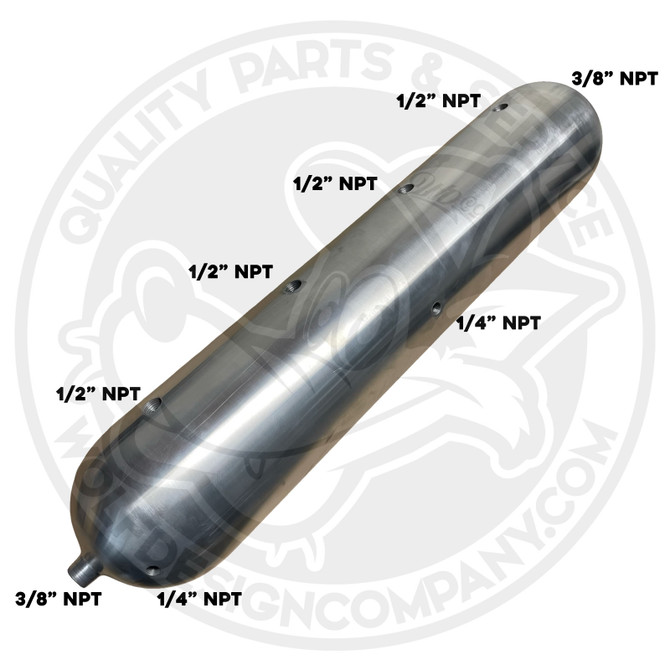 Seamless Aluminum Air Tank 5 Gallon Air Tank 33" - 8 Port