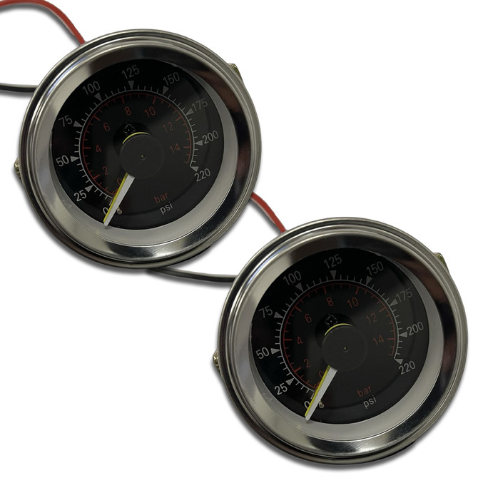 Air Bag Suspension Air Pressure Gauge Dual Needle 220 PSI - Black