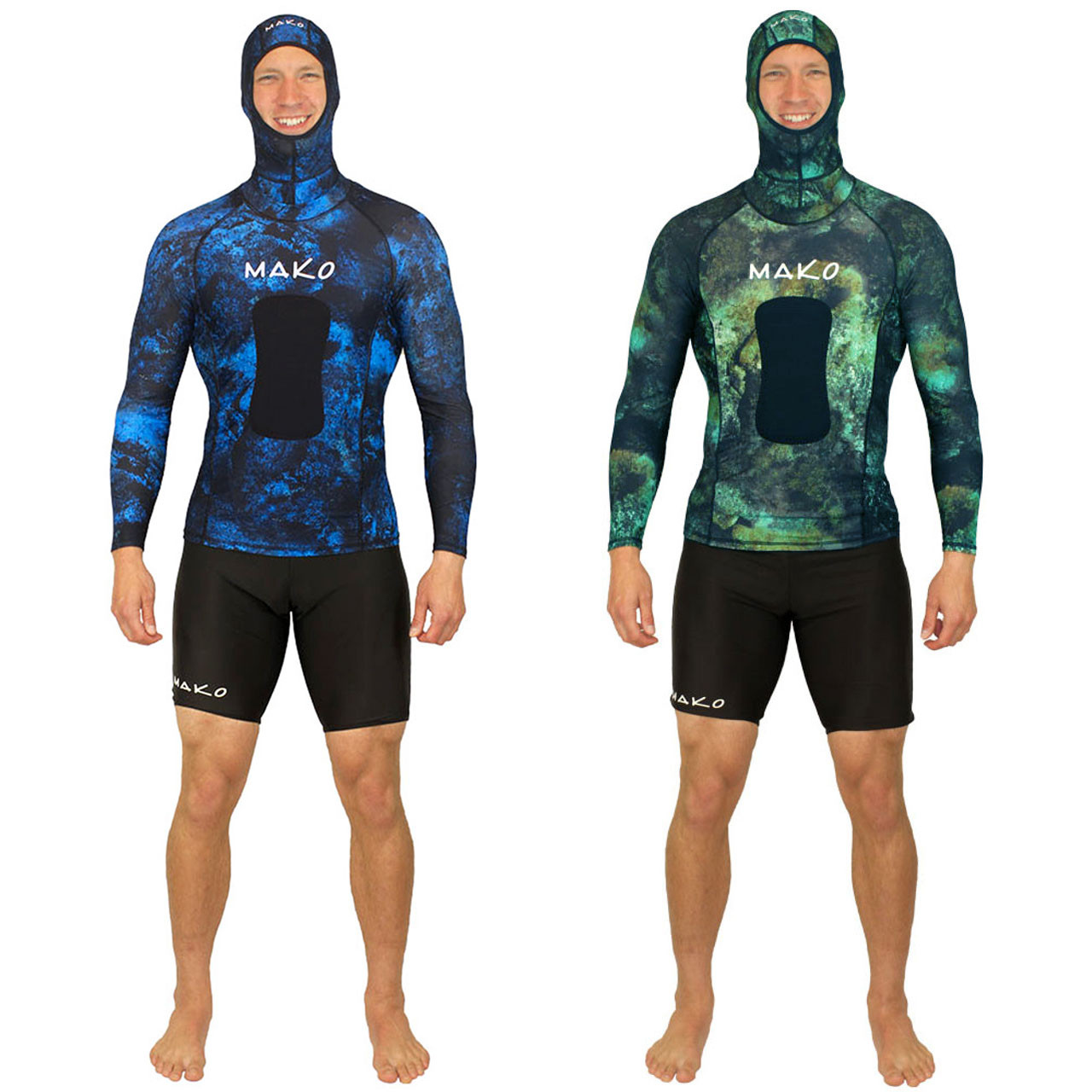 Camo Spearfishing Rash Guard Shirt with Hood & Jammers Bundle