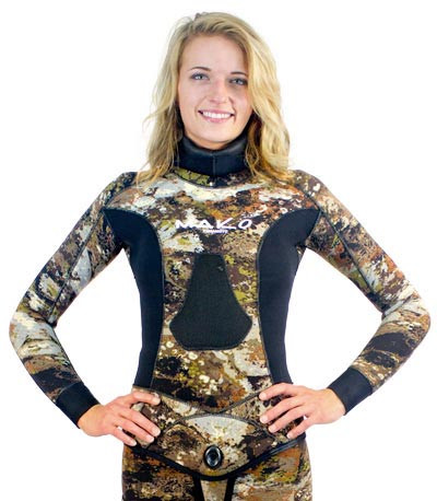Womens 3D Reef Camo Wetsuit 2-Piece Open Cell | MAKO Spearguns