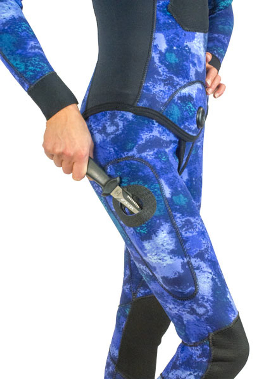 Womens 3D Ocean Blue Wetsuit 2-Piece Open Cell | MAKO Spearguns