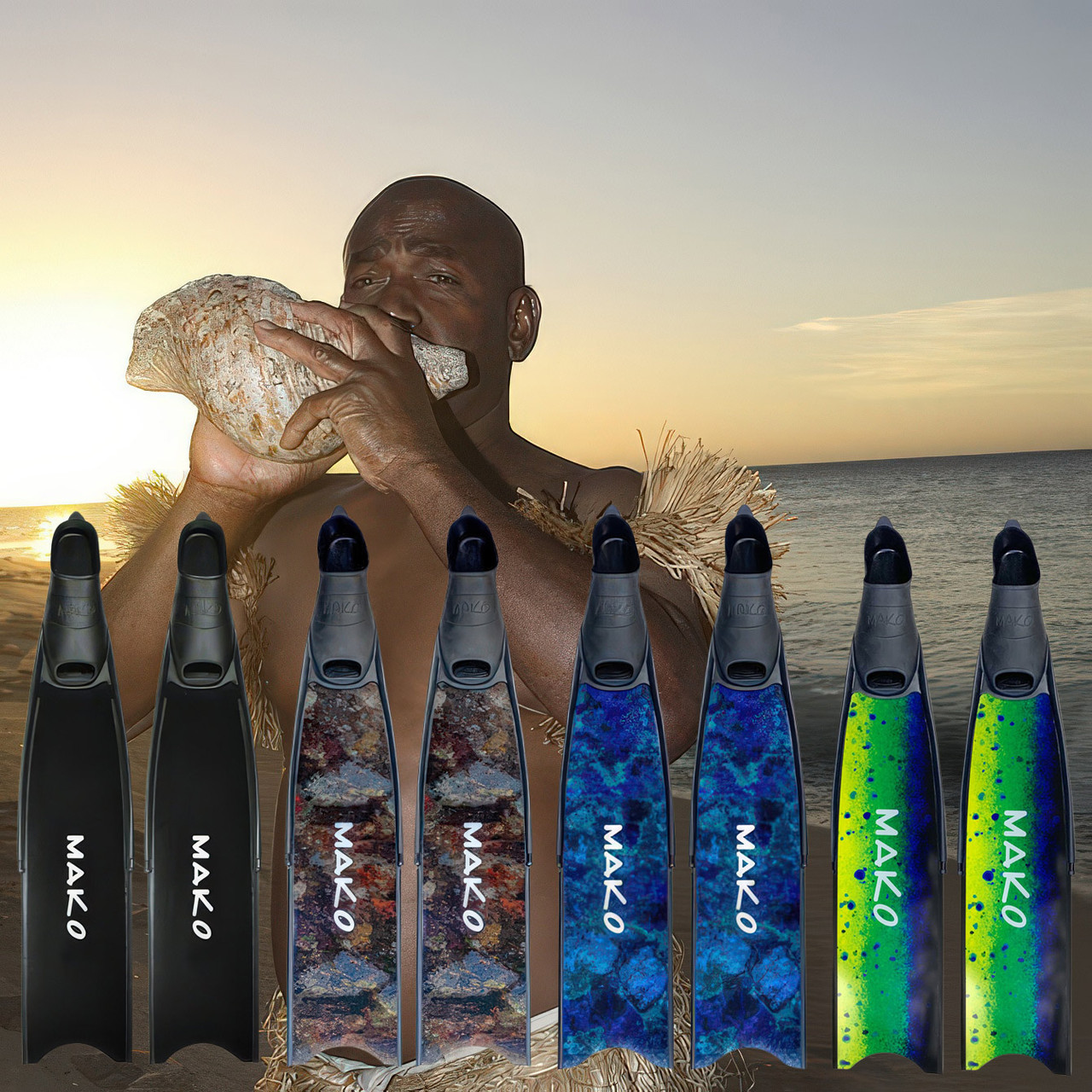Big Kahuna Fiberglass Fins size 14-15 | MAKO Spearguns