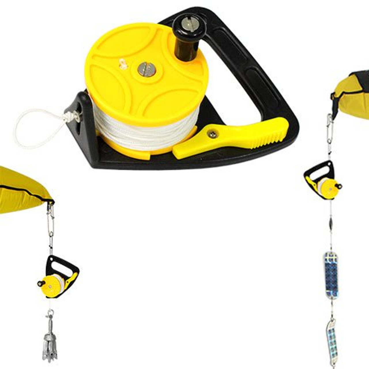 UJEAVETTE Multi Purpose Scuba Diving Line Reel with Handle Safety Gear Kayak  Anchor Blue 46 Meters