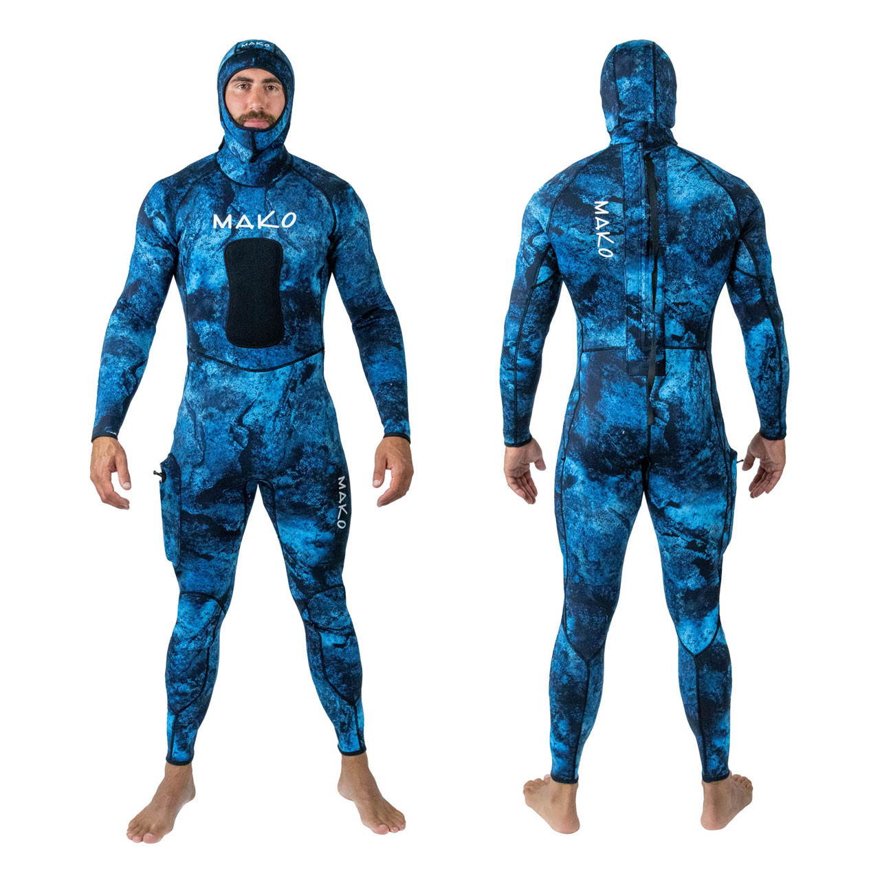 1-piece Reversible 2mm Camo Spearfishing Wetsuit (Blue / Green)