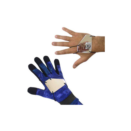 GoPro Status Mirror wrist mount displayed on person's hand showing silver reflective face and secure buckle strap