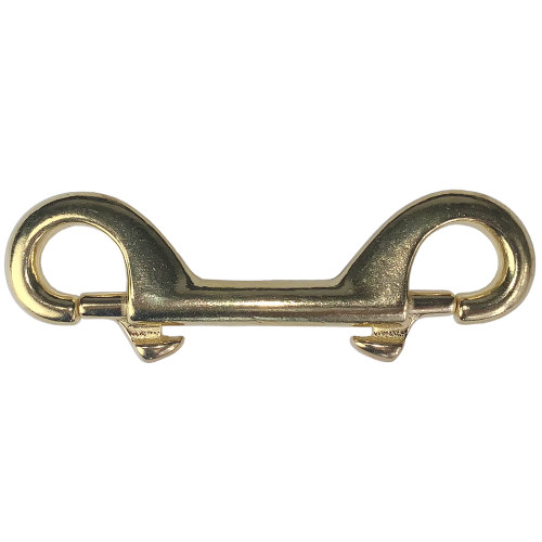Brass double ender with two snap loops on ends, front-facing view on white background