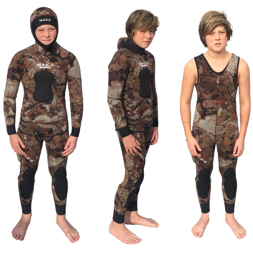 Youth Size Yamamoto 3D Reef Camo 2 Piece Open Cell Wetsuits