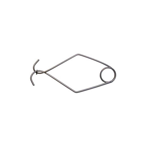 Kelp Clip with curved prongs and circular release button, side view against white background