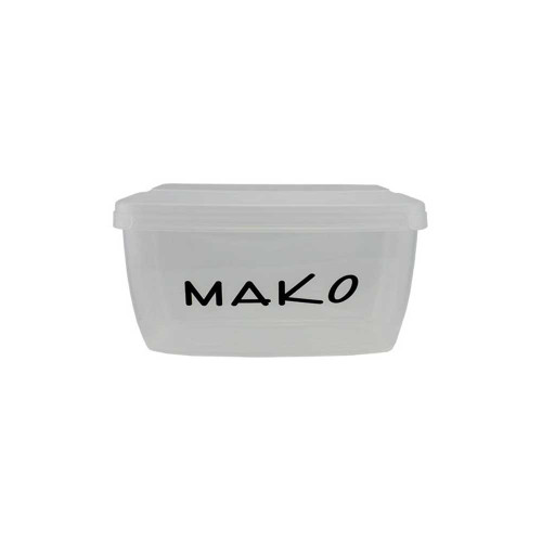 Translucent MAKO Spearguns Travel Box with hinged lid, front view against white background