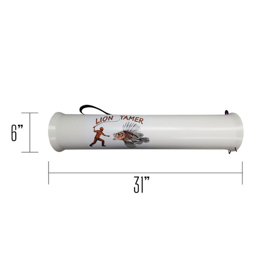 Lion Tamer Lionfish Hotel horizontal cylinder trap with carry handle, 31 inches long and 6 inches diameter
