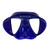 Blue MAKO Minimus freedive mask with low-profile design, front view against white background