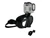 Freedive mask with integrated GoPro mount and detachable corrective lens adapter, black silicone frame with clear viewing area
