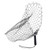 Stainless steel lobster net with mesh basket and black handle, angled view on white background