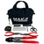 Mako Spearfishing Attack Pack tool kit displayed with black carry bag, pliers, scissors, and stainless steel tools arranged below