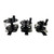 A close-up of three spearfishing reels with no line, highlighting different designs and sizes, mounted on stainless steel bases.