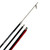 MAKO CARBON ELITE spear with three interchangeable shaft sections in black and red, stainless steel barbed tip, disassembled view