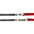 MAKO Carbon Elite three-piece pole spears displayed with red rubber and metal connectors, black carbon shafts